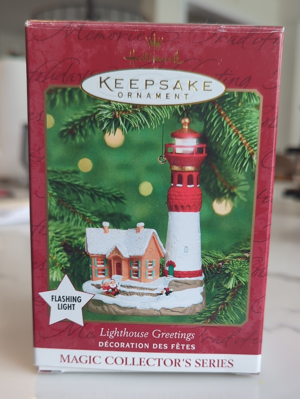 2000 Lighthouse Greetings Hallmark Keepsake Ornament Magic Series Flashing Light